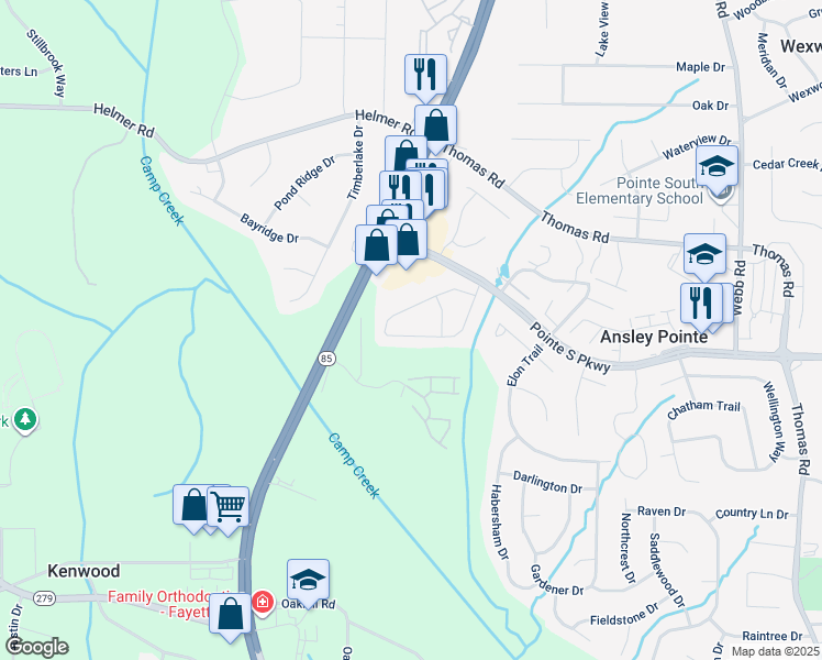 map of restaurants, bars, coffee shops, grocery stores, and more near 997 Brandon Hill Way in Jonesboro