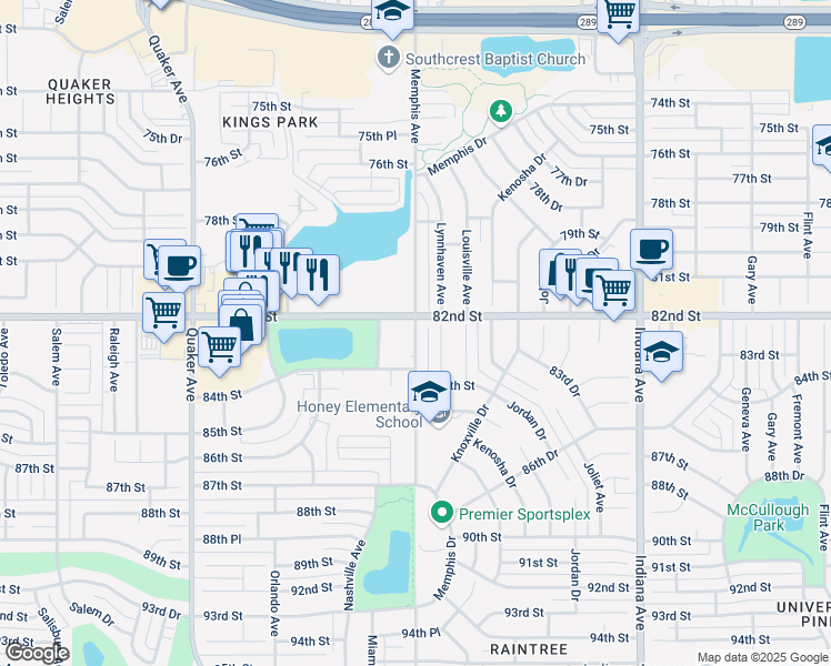 map of restaurants, bars, coffee shops, grocery stores, and more near Memphis Avenue in Lubbock