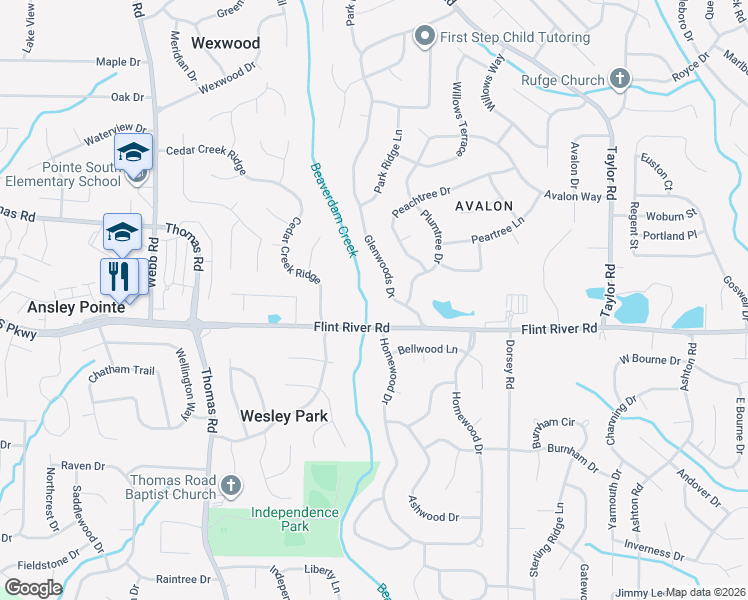 map of restaurants, bars, coffee shops, grocery stores, and more near 8645 Glenwoods Dr in Riverdale