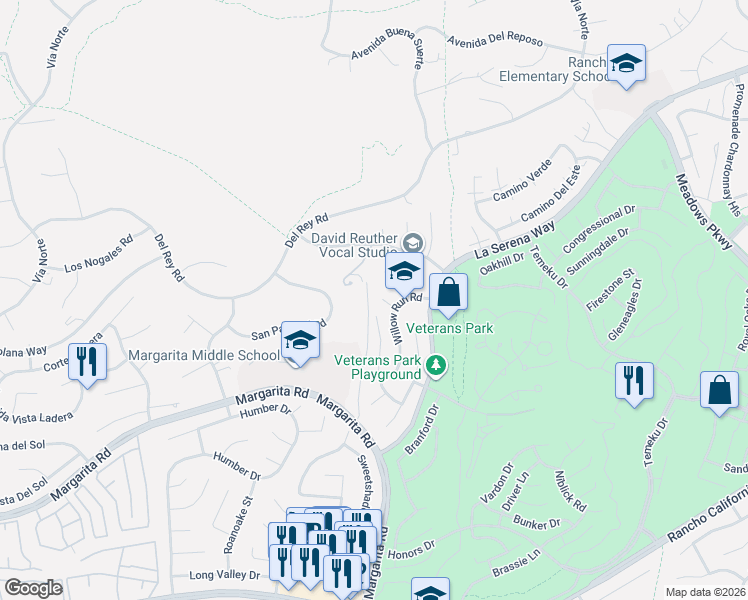 map of restaurants, bars, coffee shops, grocery stores, and more near 41451 Yankee Run Court in Temecula