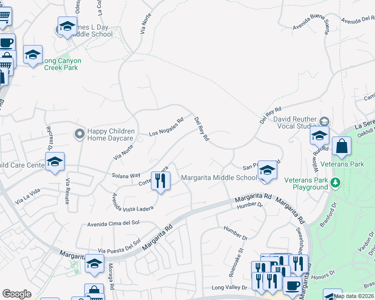 map of restaurants, bars, coffee shops, grocery stores, and more near 30220 Corte Plata in Temecula