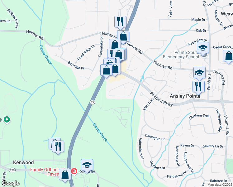map of restaurants, bars, coffee shops, grocery stores, and more near 997 Brandon Hill Way in Jonesboro