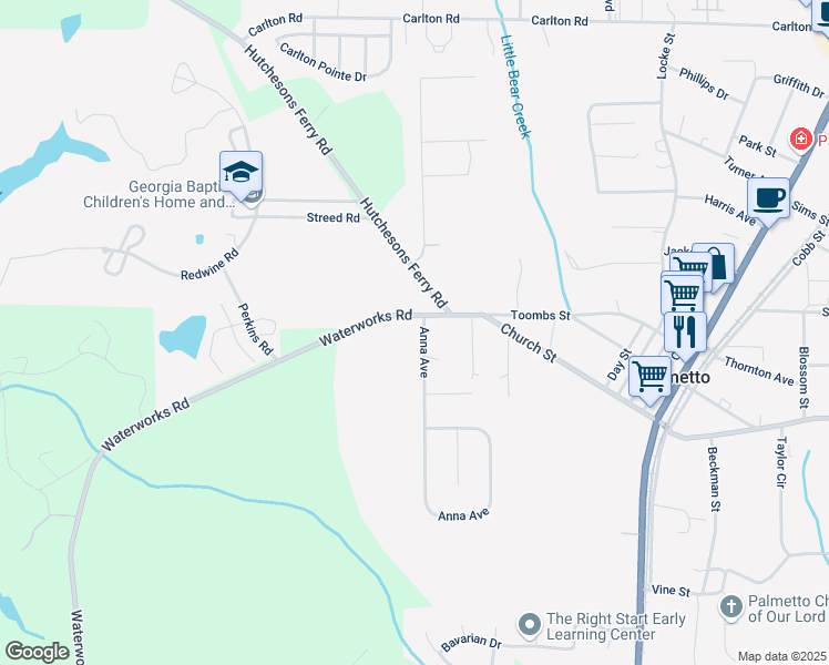 map of restaurants, bars, coffee shops, grocery stores, and more near 115 Anna Avenue in Palmetto