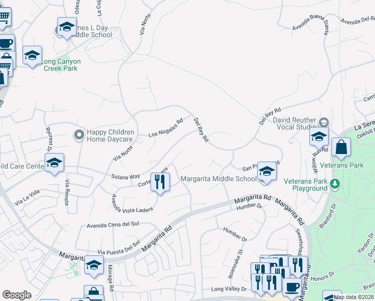 map of restaurants, bars, coffee shops, grocery stores, and more near 30220 Corte Plata in Temecula