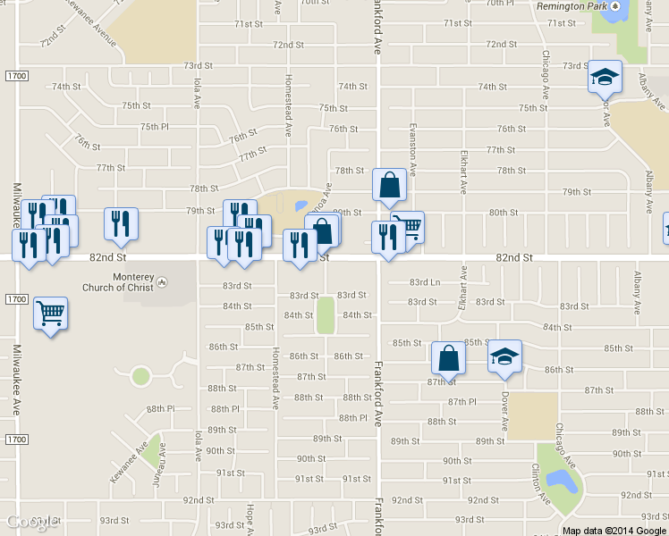 map of restaurants, bars, coffee shops, grocery stores, and more near 5821 82nd St in Lubbock