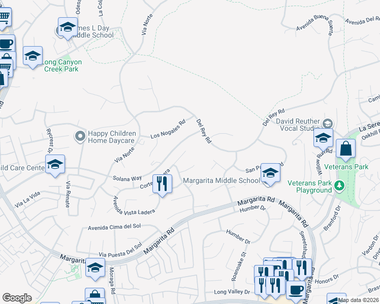 map of restaurants, bars, coffee shops, grocery stores, and more near 30219 Corte Cantera in Temecula