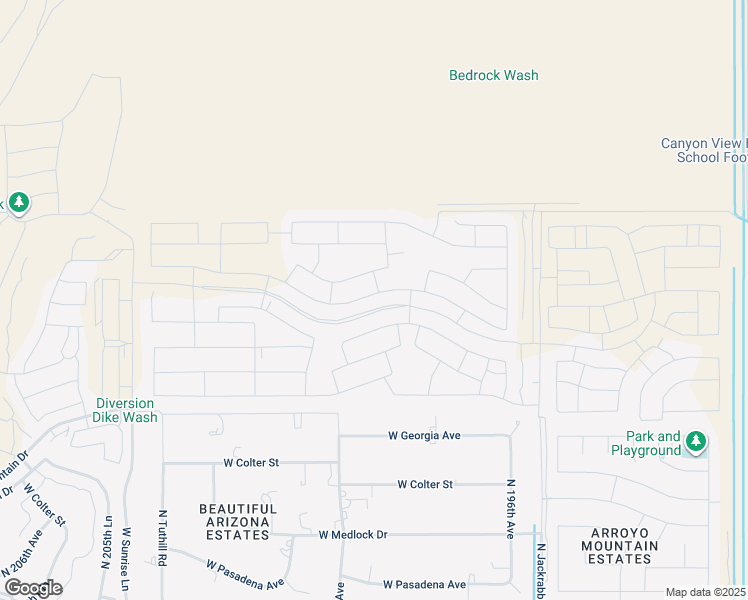 map of restaurants, bars, coffee shops, grocery stores, and more near 19807 West Badgett Lane in Litchfield Park