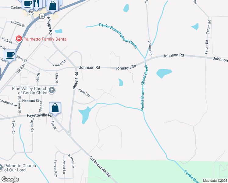 map of restaurants, bars, coffee shops, grocery stores, and more near 233 Greensprings Terrace in Palmetto