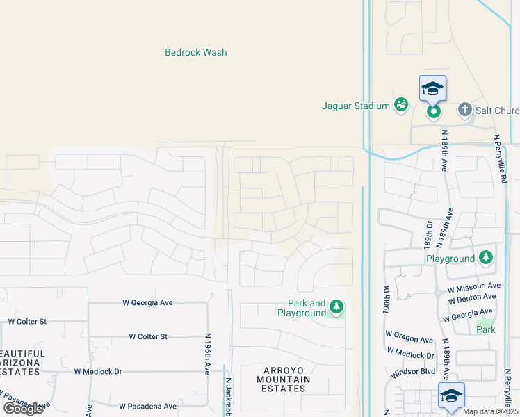 map of restaurants, bars, coffee shops, grocery stores, and more near 5827 North 195th Drive in Buckeye
