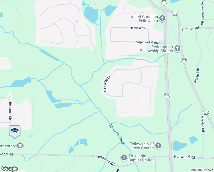 map of restaurants, bars, coffee shops, grocery stores, and more near 260 North Fayette Drive in Fayetteville