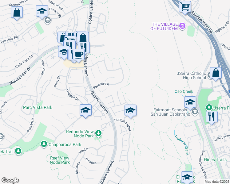 map of restaurants, bars, coffee shops, grocery stores, and more near 3 Saint Vincent in Laguna Niguel