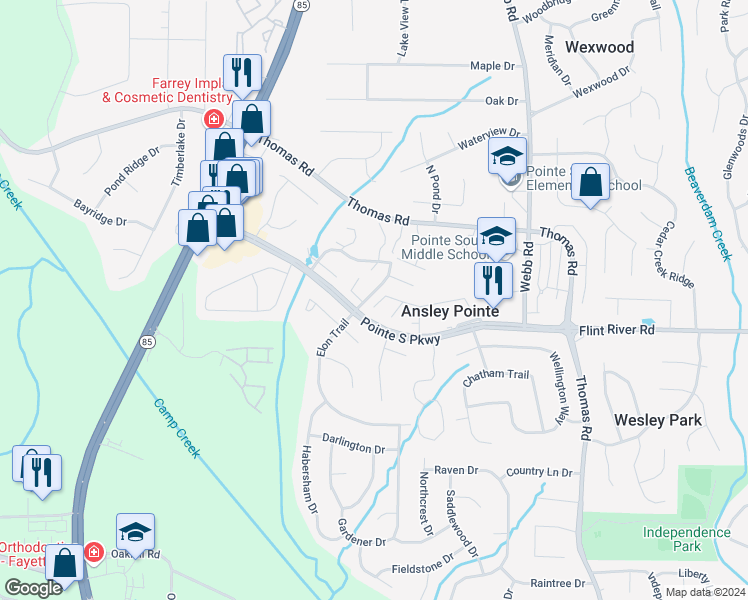map of restaurants, bars, coffee shops, grocery stores, and more near 801 Redland Drive in Jonesboro