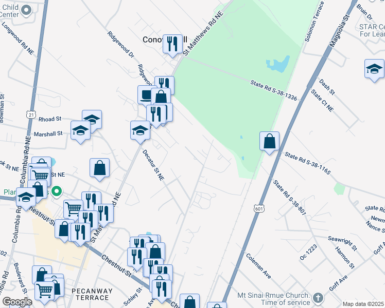 map of restaurants, bars, coffee shops, grocery stores, and more near 119 Garbon Road in Orangeburg