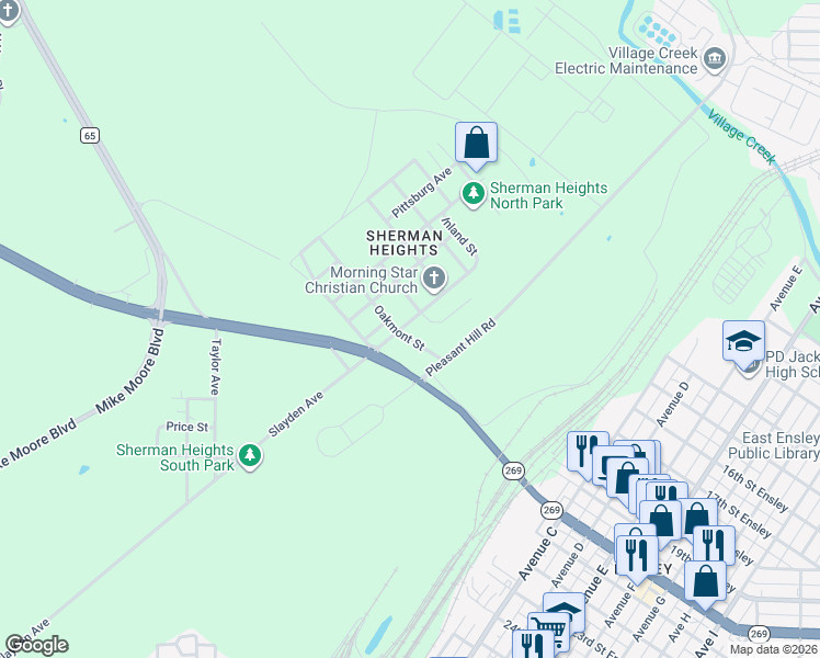 map of restaurants, bars, coffee shops, grocery stores, and more near 1709 Slayden Avenue in Birmingham