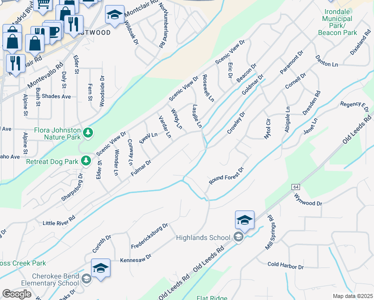map of restaurants, bars, coffee shops, grocery stores, and more near 5032 Crowley Drive in Irondale