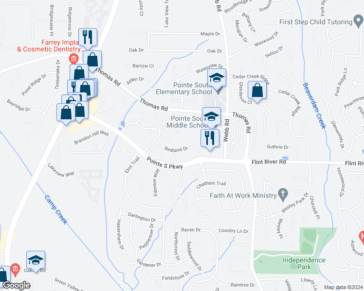 map of restaurants, bars, coffee shops, grocery stores, and more near 719 Redland Drive in Jonesboro