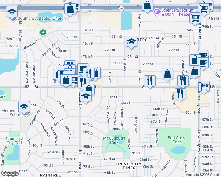 map of restaurants, bars, coffee shops, grocery stores, and more near 8208 Gary Avenue in Lubbock