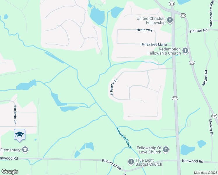 map of restaurants, bars, coffee shops, grocery stores, and more near 295 North Fayette Drive in Fayetteville