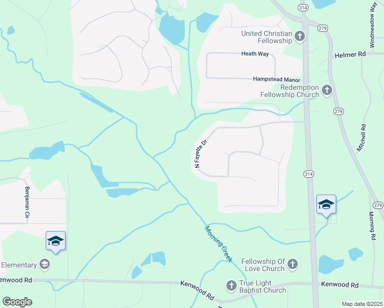 map of restaurants, bars, coffee shops, grocery stores, and more near 295 North Fayette Drive in Fayetteville
