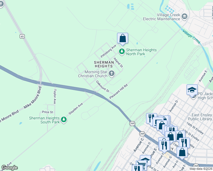 map of restaurants, bars, coffee shops, grocery stores, and more near 1709 Slayden Avenue in Birmingham