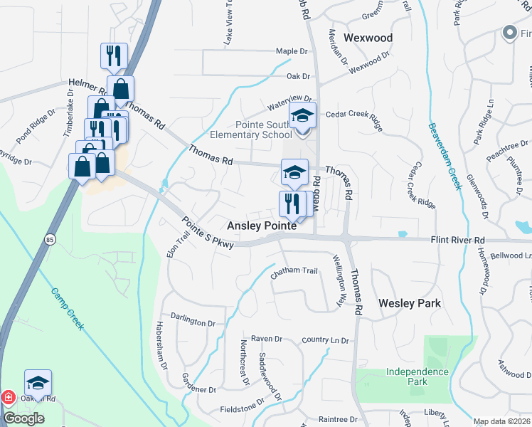 map of restaurants, bars, coffee shops, grocery stores, and more near 708 Redland Drive in Jonesboro