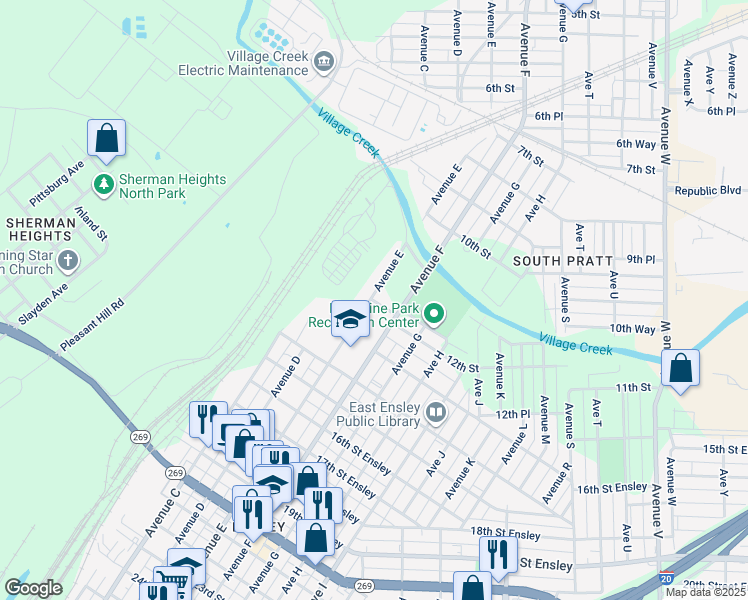 map of restaurants, bars, coffee shops, grocery stores, and more near 510 12th Street in Birmingham