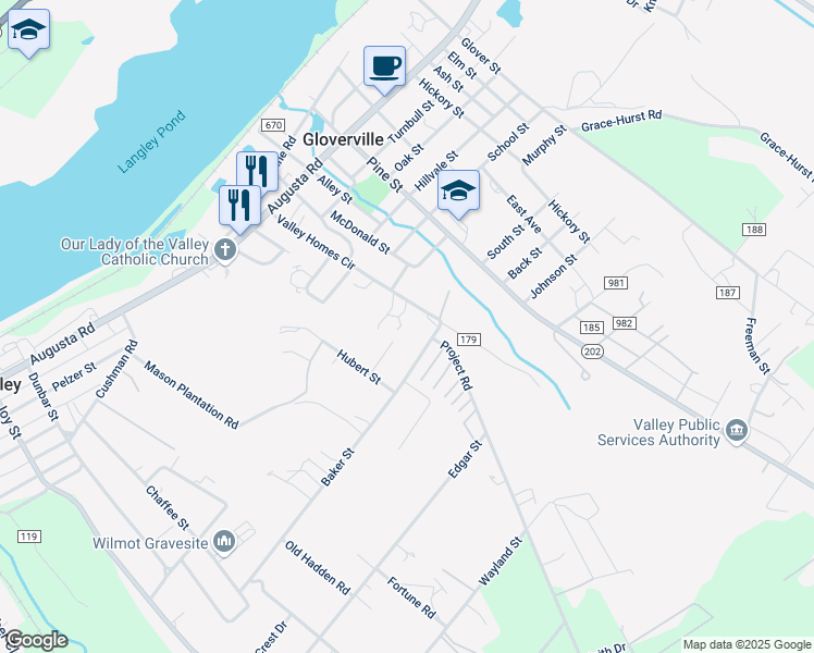 map of restaurants, bars, coffee shops, grocery stores, and more near 272 Myrtle Street in Warrenville