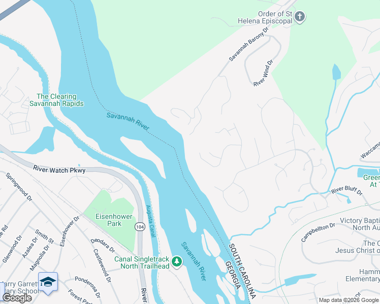 map of restaurants, bars, coffee shops, grocery stores, and more near 76 Shoals Way Court in North Augusta