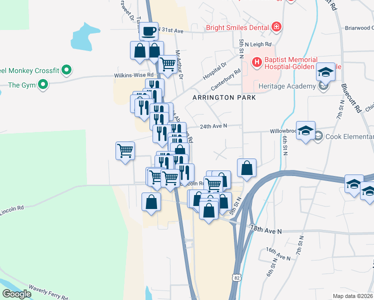 map of restaurants, bars, coffee shops, grocery stores, and more near 1925 Old Aberdeen Rd in Columbus