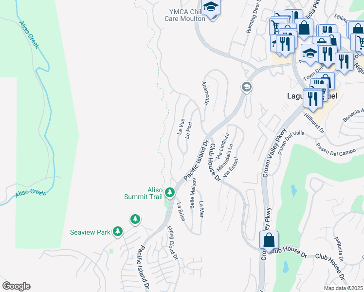 map of restaurants, bars, coffee shops, grocery stores, and more near 30512 La Vue in Laguna Niguel