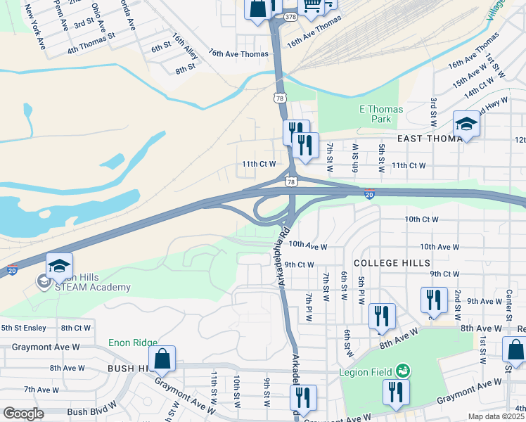 map of restaurants, bars, coffee shops, grocery stores, and more near in Birmingham