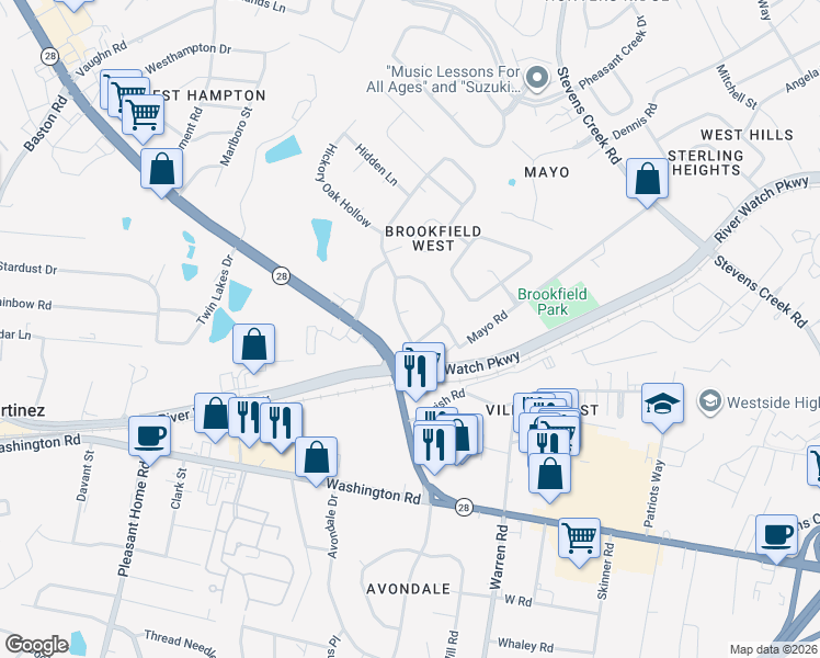map of restaurants, bars, coffee shops, grocery stores, and more near in Augusta