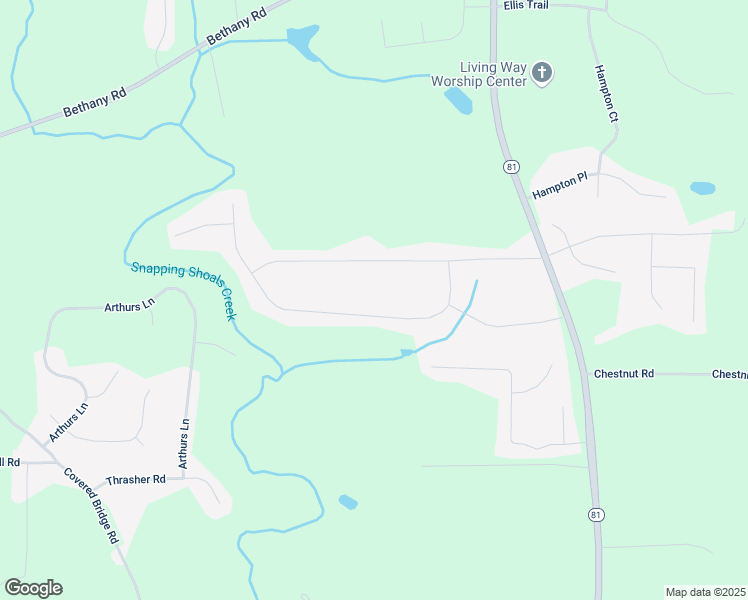 map of restaurants, bars, coffee shops, grocery stores, and more near 130 Willow Shoals Drive in Covington