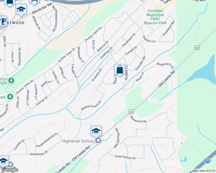 map of restaurants, bars, coffee shops, grocery stores, and more near 721 Nytol Circle in Irondale