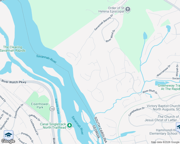 map of restaurants, bars, coffee shops, grocery stores, and more near 230 Osprey Point in North Augusta