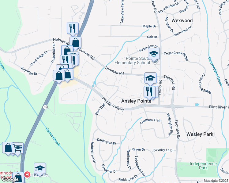 map of restaurants, bars, coffee shops, grocery stores, and more near 780 Park Villa Way in Jonesboro