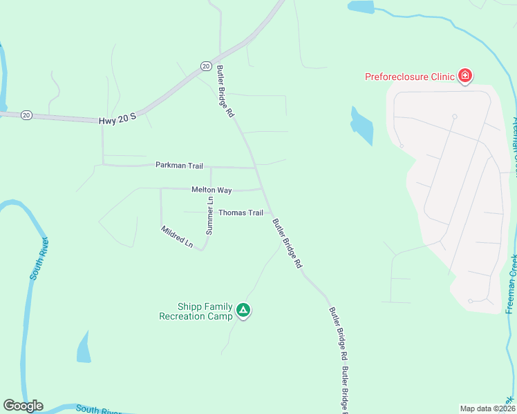 map of restaurants, bars, coffee shops, grocery stores, and more near 270 Butler Bridge Road in Covington