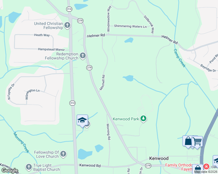 map of restaurants, bars, coffee shops, grocery stores, and more near 100-204 Mitchell Road in Fayetteville