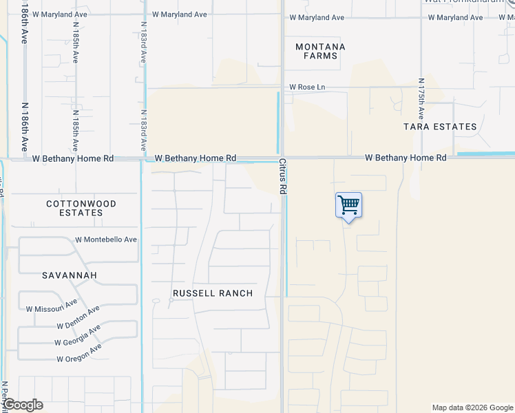 map of restaurants, bars, coffee shops, grocery stores, and more near 17926 West Solano Drive in Litchfield Park