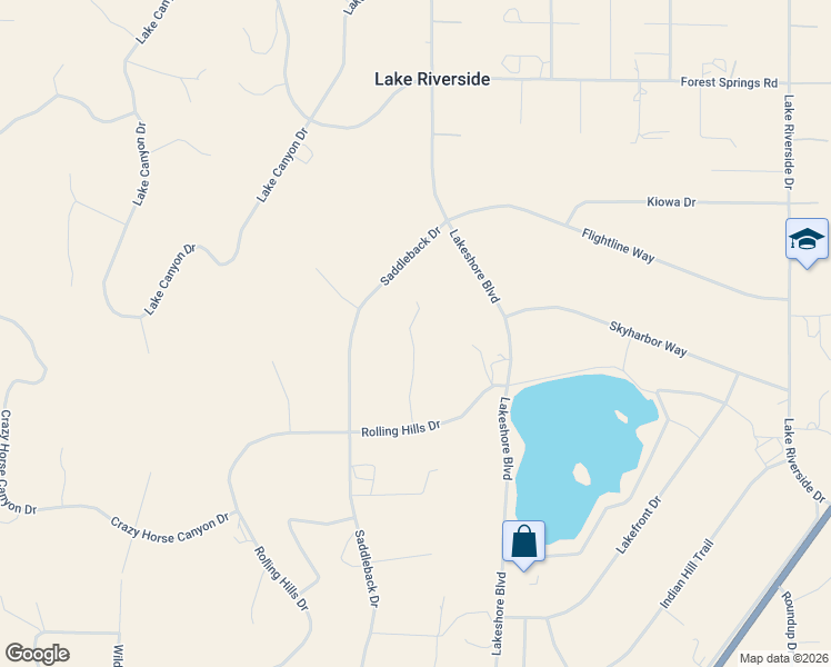 map of restaurants, bars, coffee shops, grocery stores, and more near Skyview Way in Lake Riverside