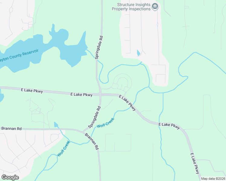 map of restaurants, bars, coffee shops, grocery stores, and more near 5030 East Lake Parkway in Stockbridge