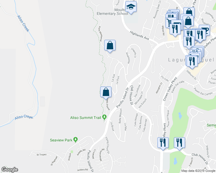 map of restaurants, bars, coffee shops, grocery stores, and more near 32 Coronado Pointe in Laguna Niguel