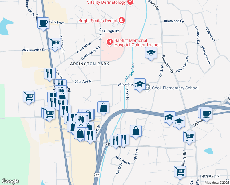 map of restaurants, bars, coffee shops, grocery stores, and more near 206 Brookmoore Drive in Columbus