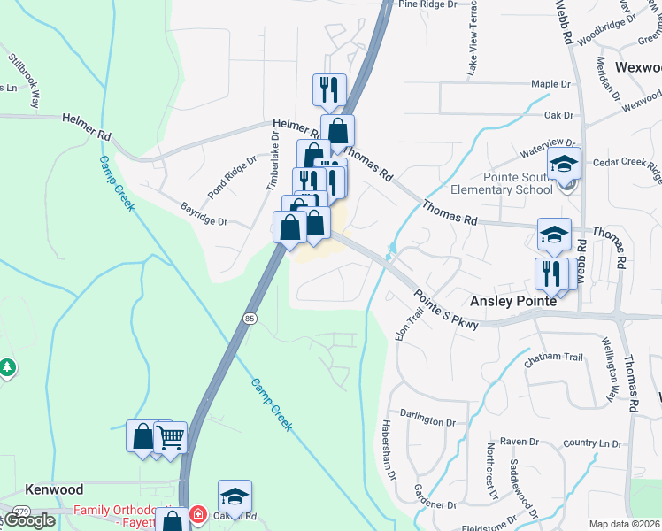 map of restaurants, bars, coffee shops, grocery stores, and more near 1088 Brandon Hill Way in Jonesboro