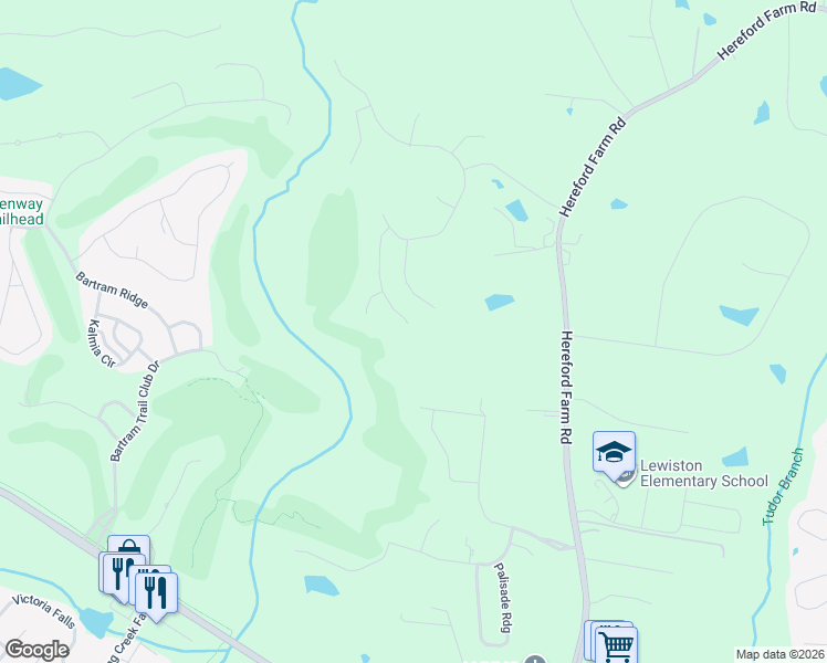 map of restaurants, bars, coffee shops, grocery stores, and more near 5419 Hereford Farm Road in Evans