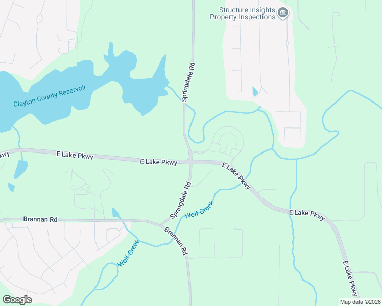 map of restaurants, bars, coffee shops, grocery stores, and more near 264 Springdale Road in Stockbridge