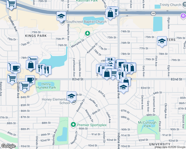 map of restaurants, bars, coffee shops, grocery stores, and more near 8103 Knoxville Avenue in Lubbock