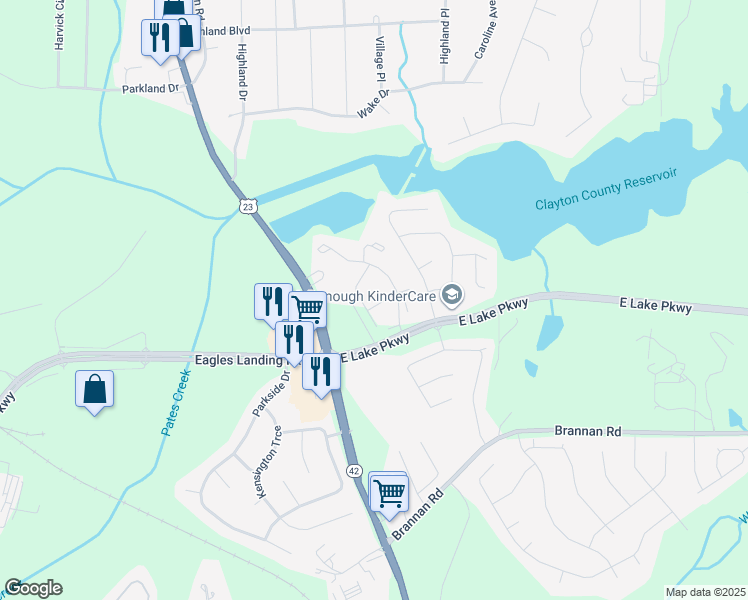 map of restaurants, bars, coffee shops, grocery stores, and more near 505 Waterford Landing in McDonough