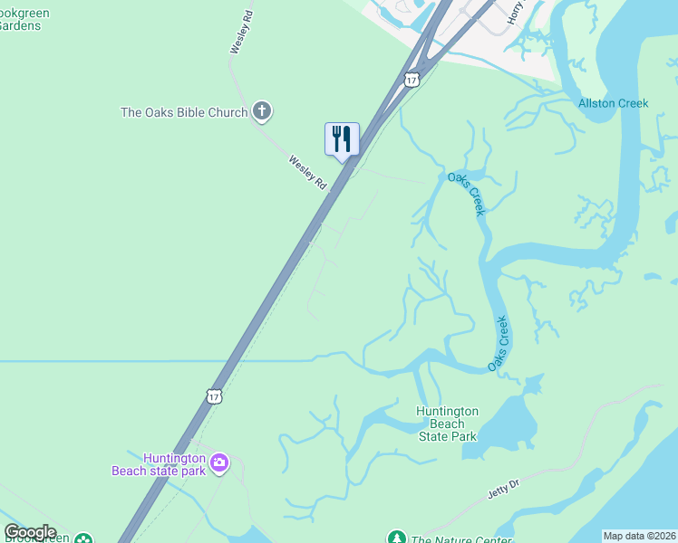 map of restaurants, bars, coffee shops, grocery stores, and more near 5464 Huntington Marsh Road in Murrells Inlet