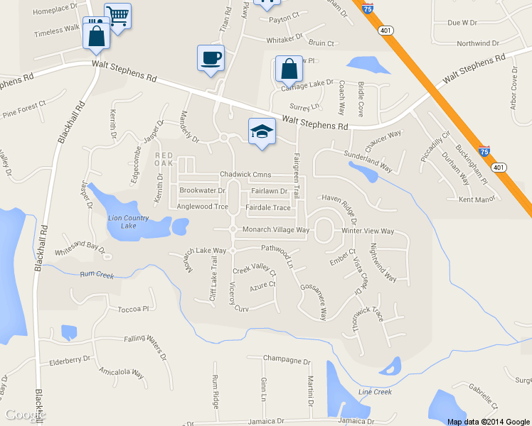 map of restaurants, bars, coffee shops, grocery stores, and more near 314 Fairdale Trace in Stockbridge